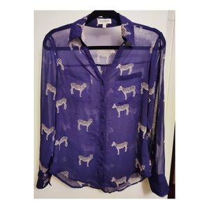 Express Slim fit "The Portofino" zebra sheer shirt